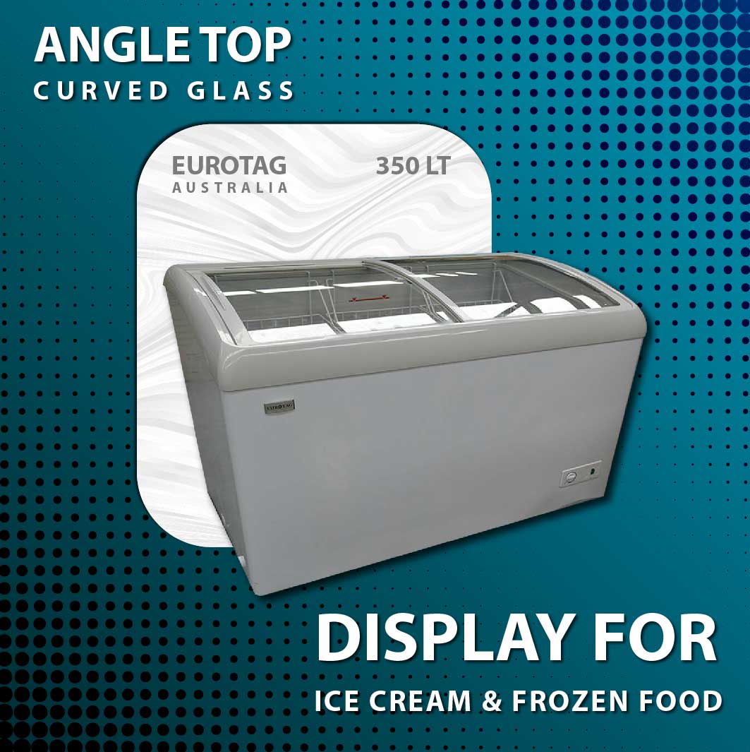 EUROTAG Display Chest Freezer or Fridge Use 600L Angle Top/Curved Glass Brand 70 Ways