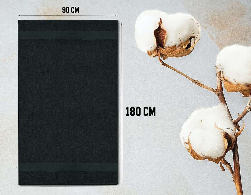 2xBlack Extra Large Jumbo Bath Sheets 100% Cotton 600GSM Towels set 90 x 180 cm 70 Ways
