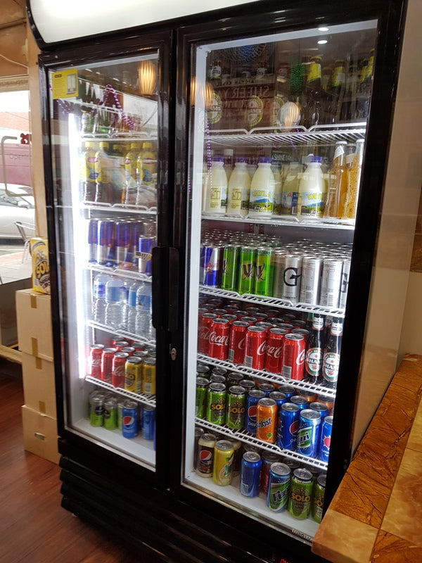 EUROTAG 2 DOOR 1000L COMMERCIAL UPRIGHT DISPLAY FRIDGE 70 Ways