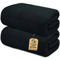 2xBlack Extra Large Jumbo Bath Sheets 100% Cotton 600GSM Towels set 90 x 180 cm 70 Ways