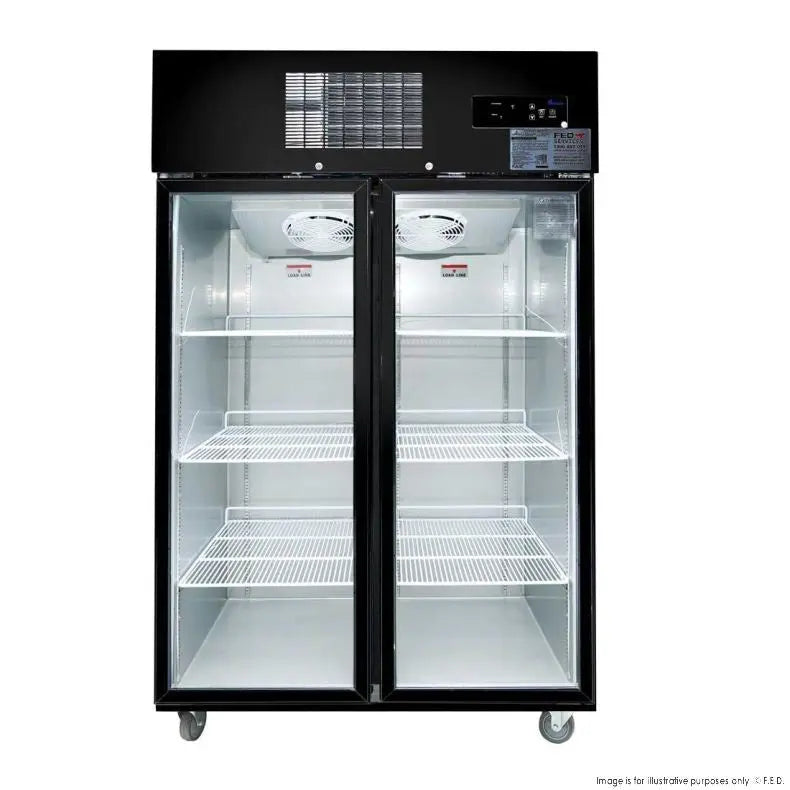 Double Glass Door Black Stainless Steel Upright Freezer/ 1000 L/ Temp. Range: -18 to -22°C 70 Ways