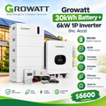 Growatt 30kWh Battery & 6kW Single-Phase Inverter Kit with Accessories
