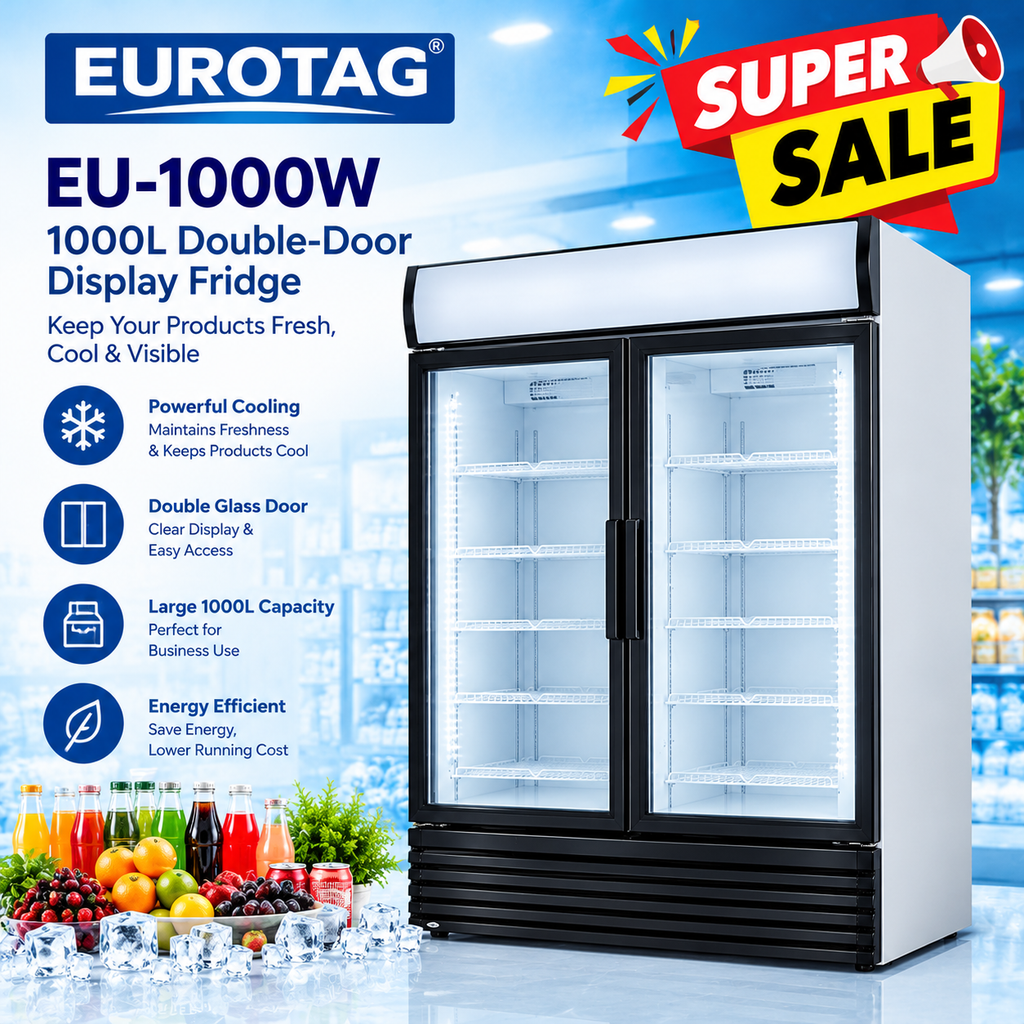 Eurotag EU-1000W 1000L Double-Door Display Fridge