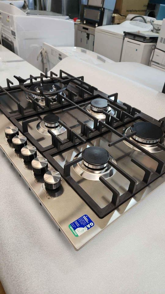 Belling 75cm Stainless Steel Gas Cooktop 5 Burner Premium Cast Iron Trivets 70 Ways
