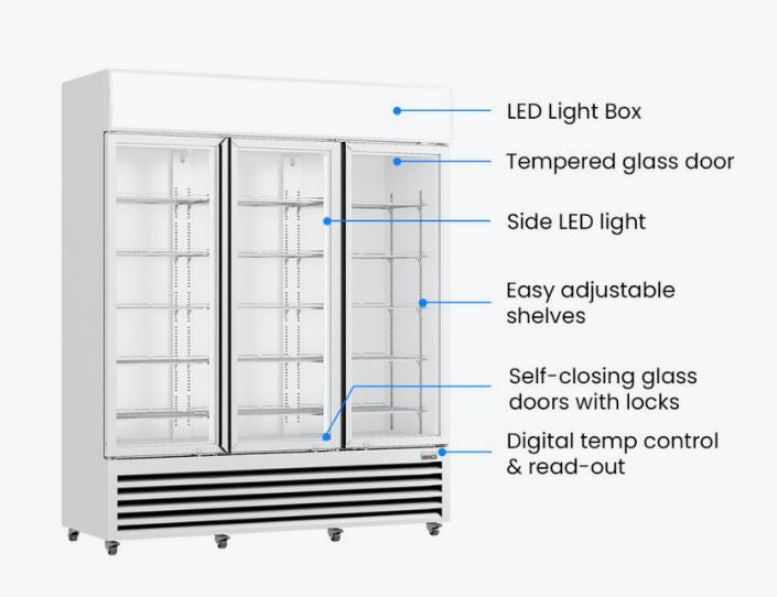 Thermaster Three Glass Door Colourbond Commercial Display Chiller/ Fridge – Model LG-1203P 70 Ways