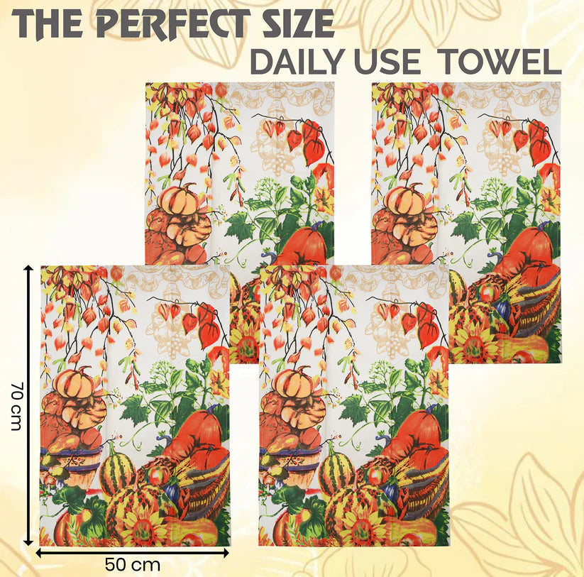 Printed Kitchen Tea Towels Set – Peacock, Fruits, and Butterfly Designs, 100% Cotton, Stylish, Chemical Free, & Machine Washable 70 Ways