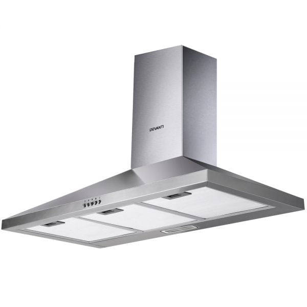 Devanti Range Hood 90cm 900mm Kitchen Canopy Stainless Steel Rangehood Wall Mount silver 70 Ways