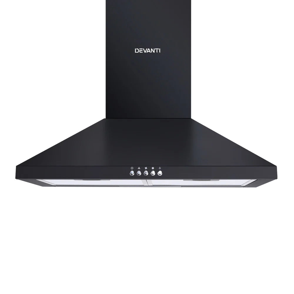 Devanti Pyramid Range Hood Rangehood 600mm 60cm Kitchen Canopy Black 70 Ways