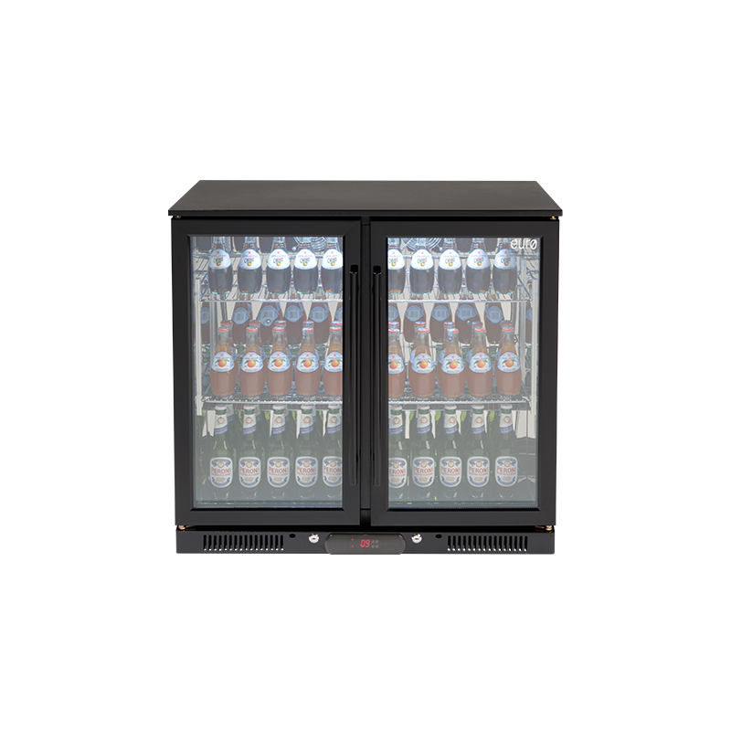 EA900WFBL – 208L Double Glass Doors Black Beverage Cooler 70 Ways