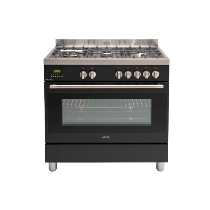 EUROTAG 90cm Black Dual Fuel Freestanding Oven-EFS900DBL 70 Ways