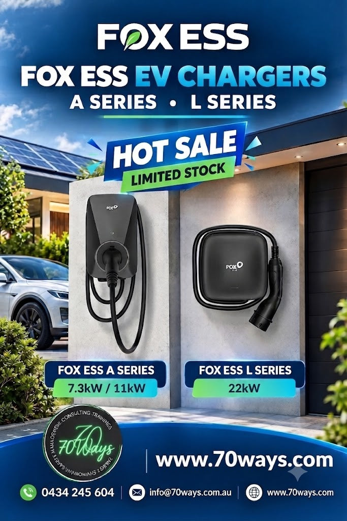 FOX ESS EV Charger A & L Series ev Chargers; 7.3/ 11/ 22 kW 1 Phase & 3 Phase