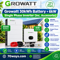 Growatt 30KWh Battery + 6KW 1P Inverter (Inc. Accs)