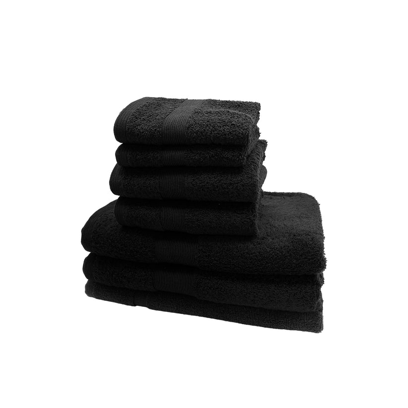 7PCS 100% Luxury Hotel Quality Cotton Towel Set - Bath, Hand & Face Towels (Black) 70 Ways