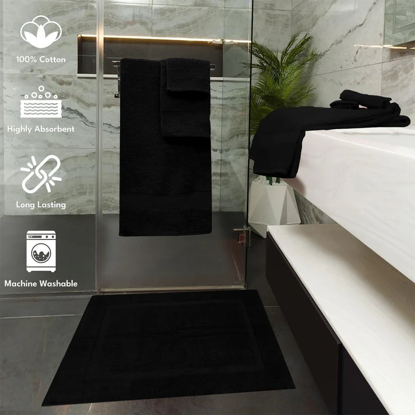 7PCS 100% Luxury Hotel Quality Cotton Towel Set - Bath, Hand & Face Towels (Black) 70 Ways