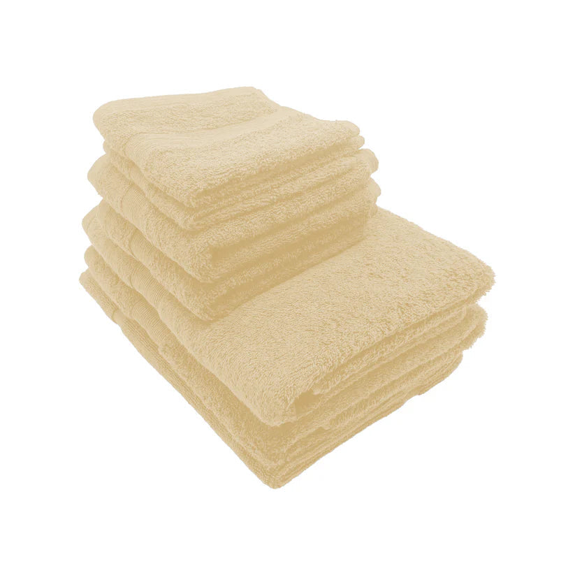 7PCS 100% Luxury Hotel Quality Cotton Towel Set (Cream) 70 Ways