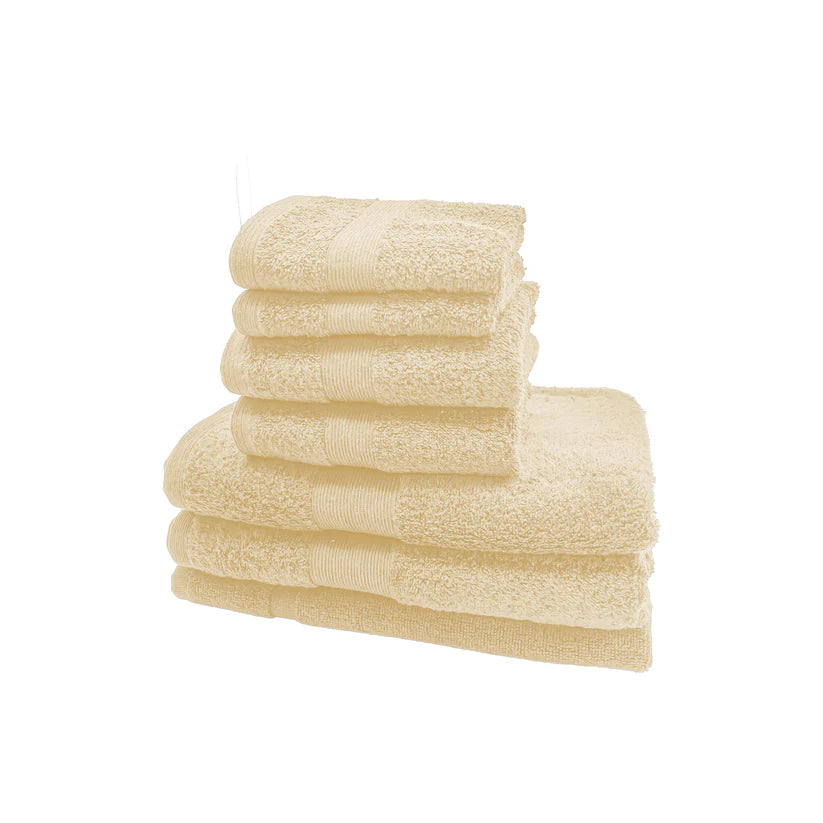 7PCS 100% Luxury Hotel Quality Cotton Towel Set (Cream) 70 Ways