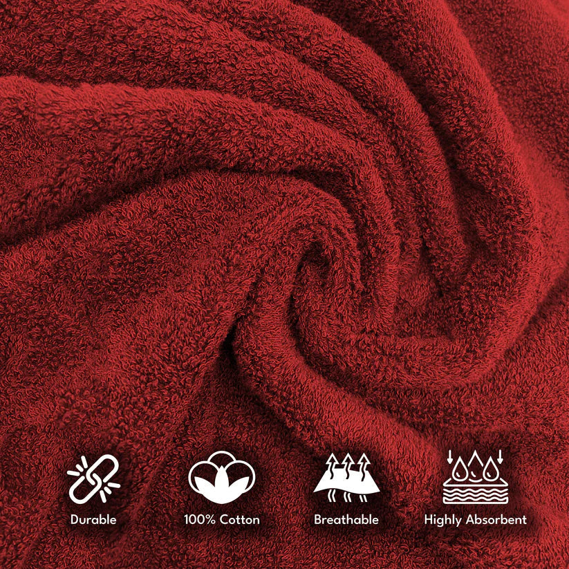 7PCS 100% Luxury Cotton Towel Set (Burgundy) 70 Ways