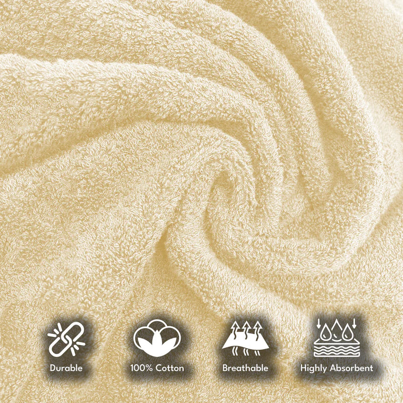 7PCS 100% Luxury Hotel Quality Cotton Towel Set (Cream) 70 Ways