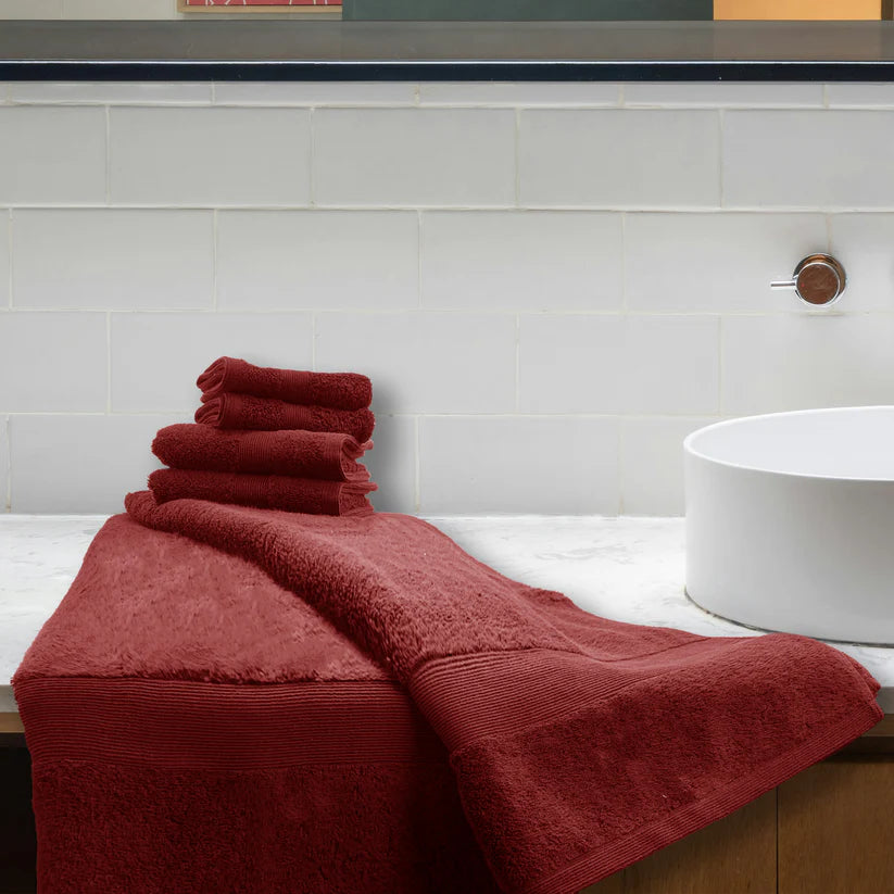 7PCS 100% Luxury Cotton Towel Set (Burgundy) 70 Ways