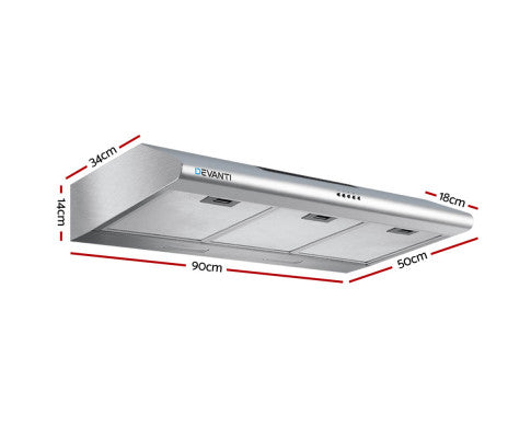 DEVANTI Fixed Range Hood Rangehood Stainless Steel Kitchen Canopy 60cm 600mm 70 Ways