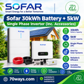 Sofar 30kWh Battery + 5kW Single Phase Inverter with Accessories