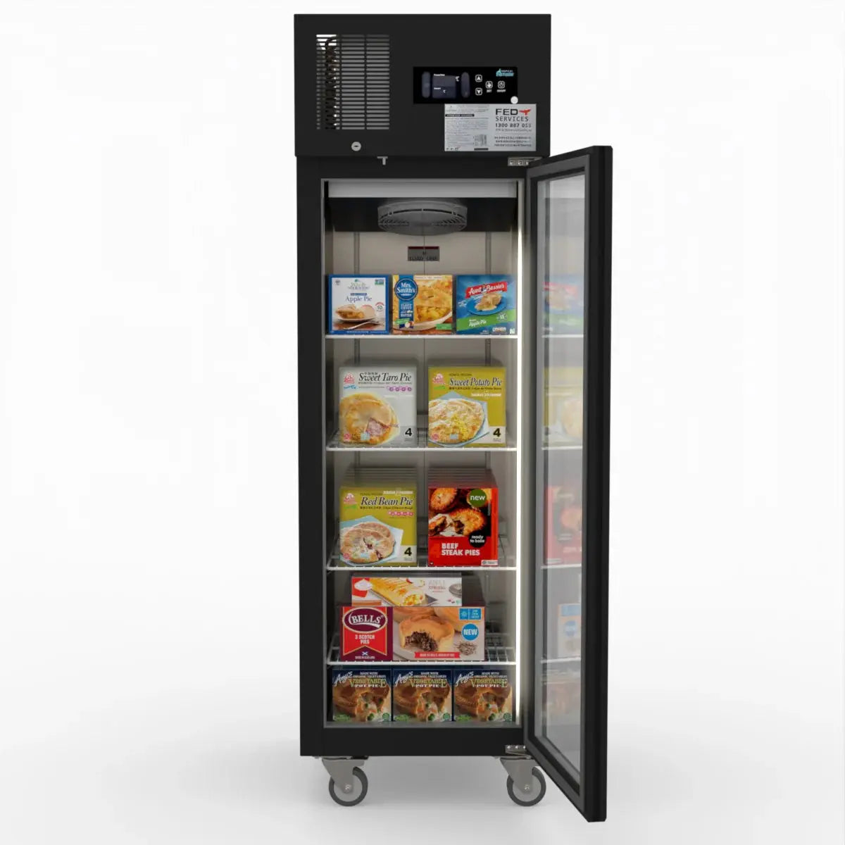 Thermaster Single Glass Door Upright Freezer - 500L – Black Stainless Steel 70 Ways