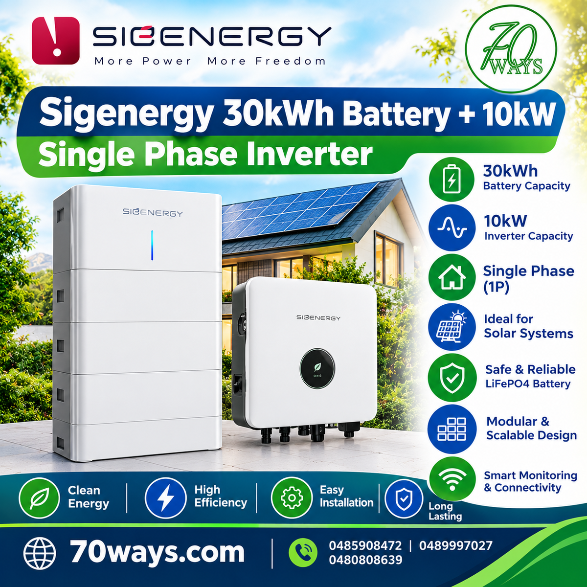 Sigenergy 30KWh Battery +10KW 1P Inverter