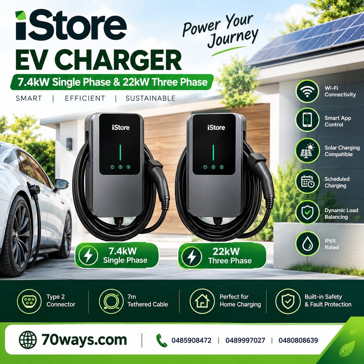 iStore EV Charger – 7.4kW Single Phase & 22kW Three Phase