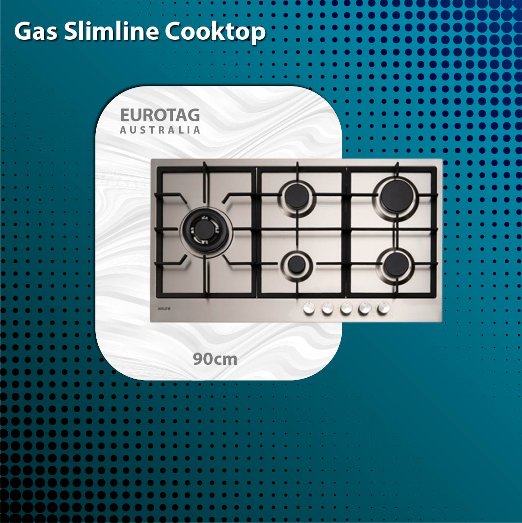 EUROTAG 90cm Gas Slimline Cooktop- E90CTWX 70 Ways