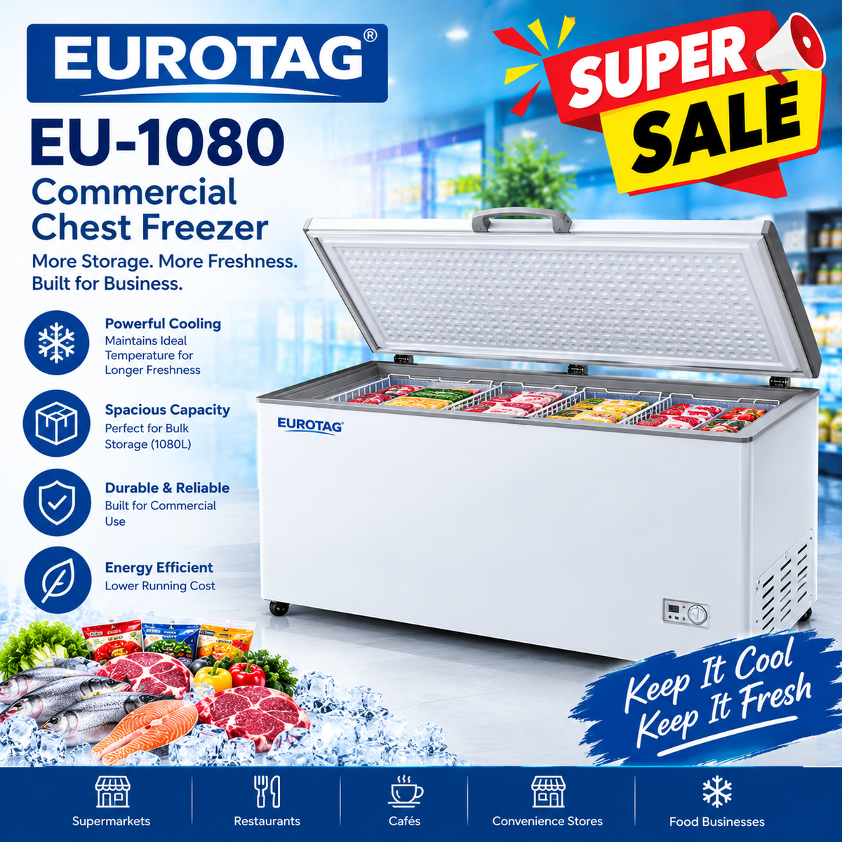 Eurotag EU-1080 Commercial Chest Freezer
