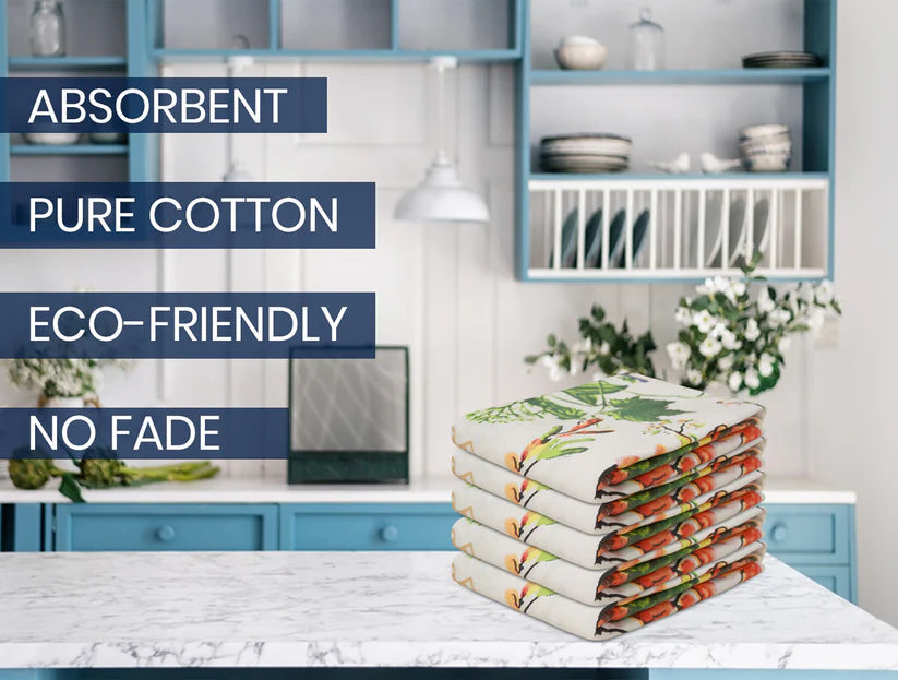 Luxury Fruits Kitchen Tea Towels 50x70cm – 100% Cotton & Linen, Vibrant Printed Dish Cloths 70 Ways