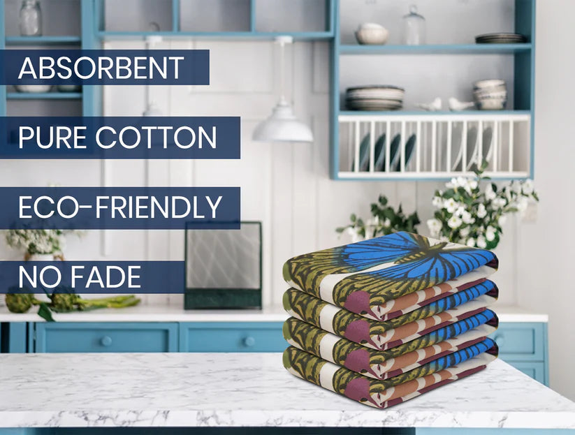 Butterfly Kitchen Towels 50x70cm – 100% Cotton, Stylish Printed Designs, Pre-Shrunk & Machine Washable 70 Ways
