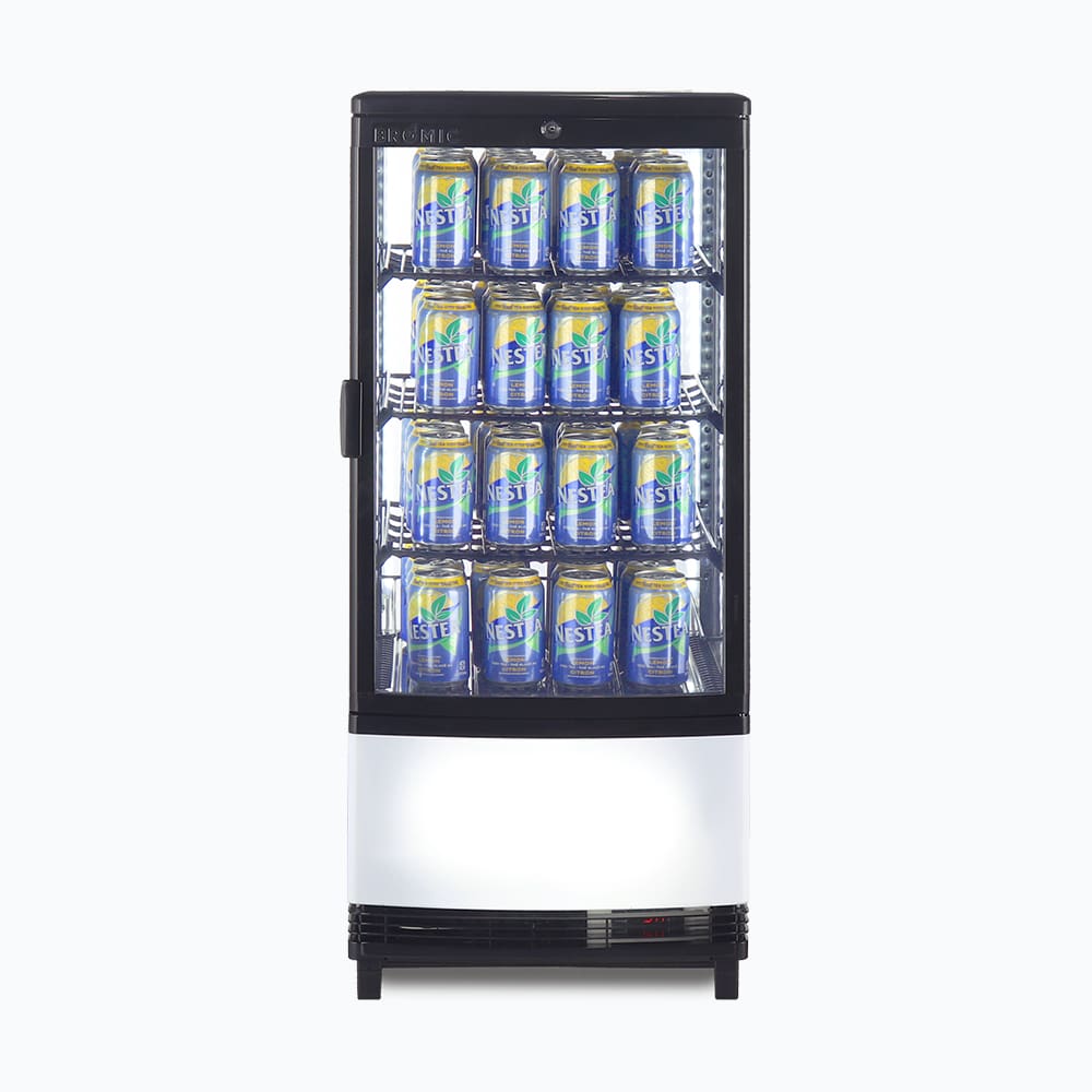 Countertop Fridge – 80L – 1 Door – Curved Glass – Black 70 Ways