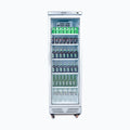 Upright Display Fridge – 372L – 1 Door – Flat Glass – White with Silver Trim 70 Ways