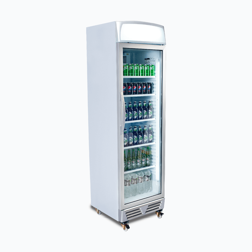 Upright Display Fridge – 372L – 1 Door – Flat Glass – Lightbox 70 Ways