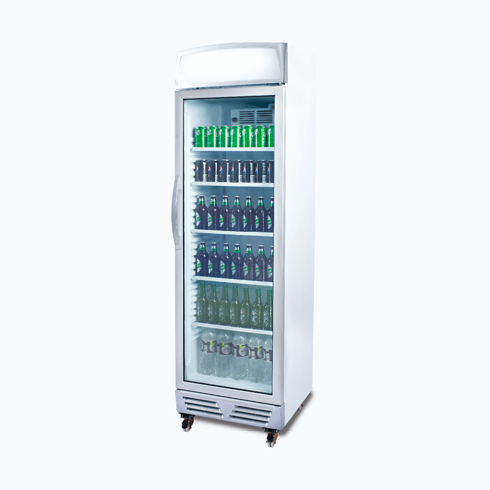 Upright Display Fridge – 372L – 1 Door – Flat Glass – Lightbox 70 Ways