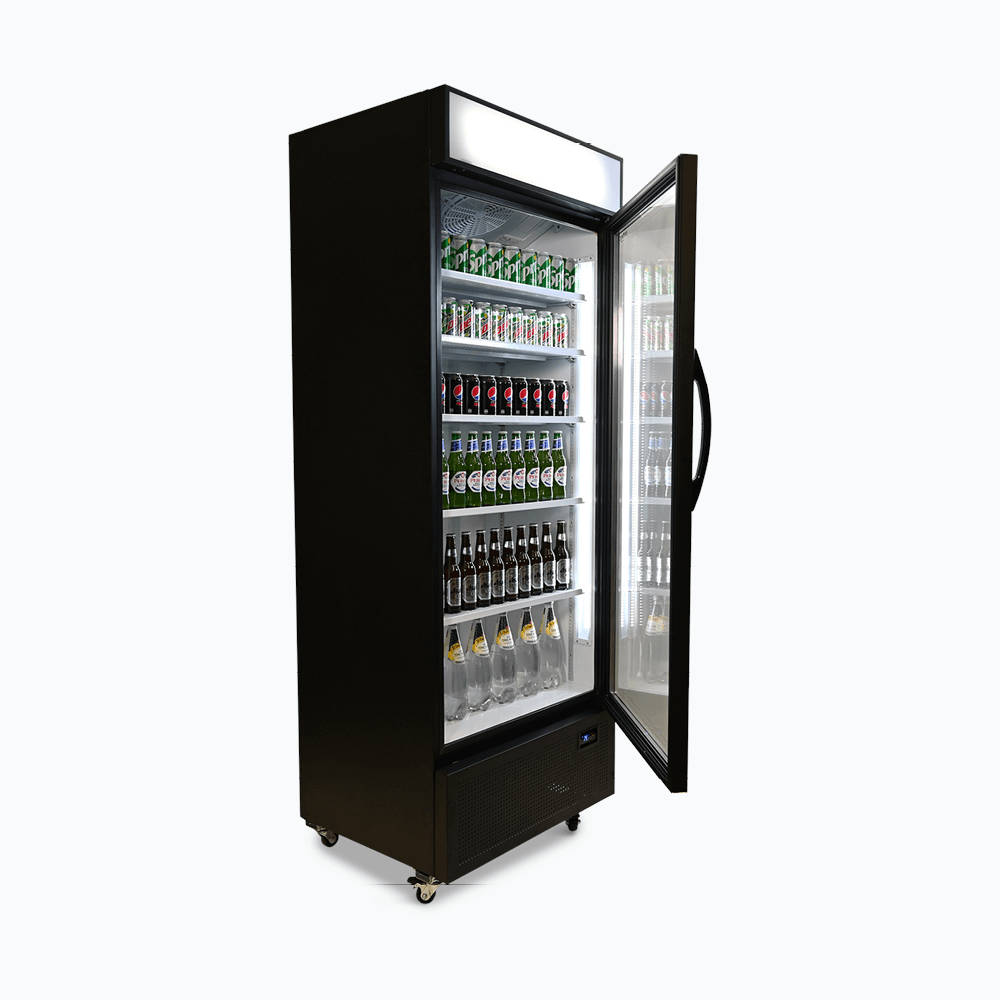 Upright Display Fridge – 659L – 1 Door – Flat Glass – Lightbox 70 Ways