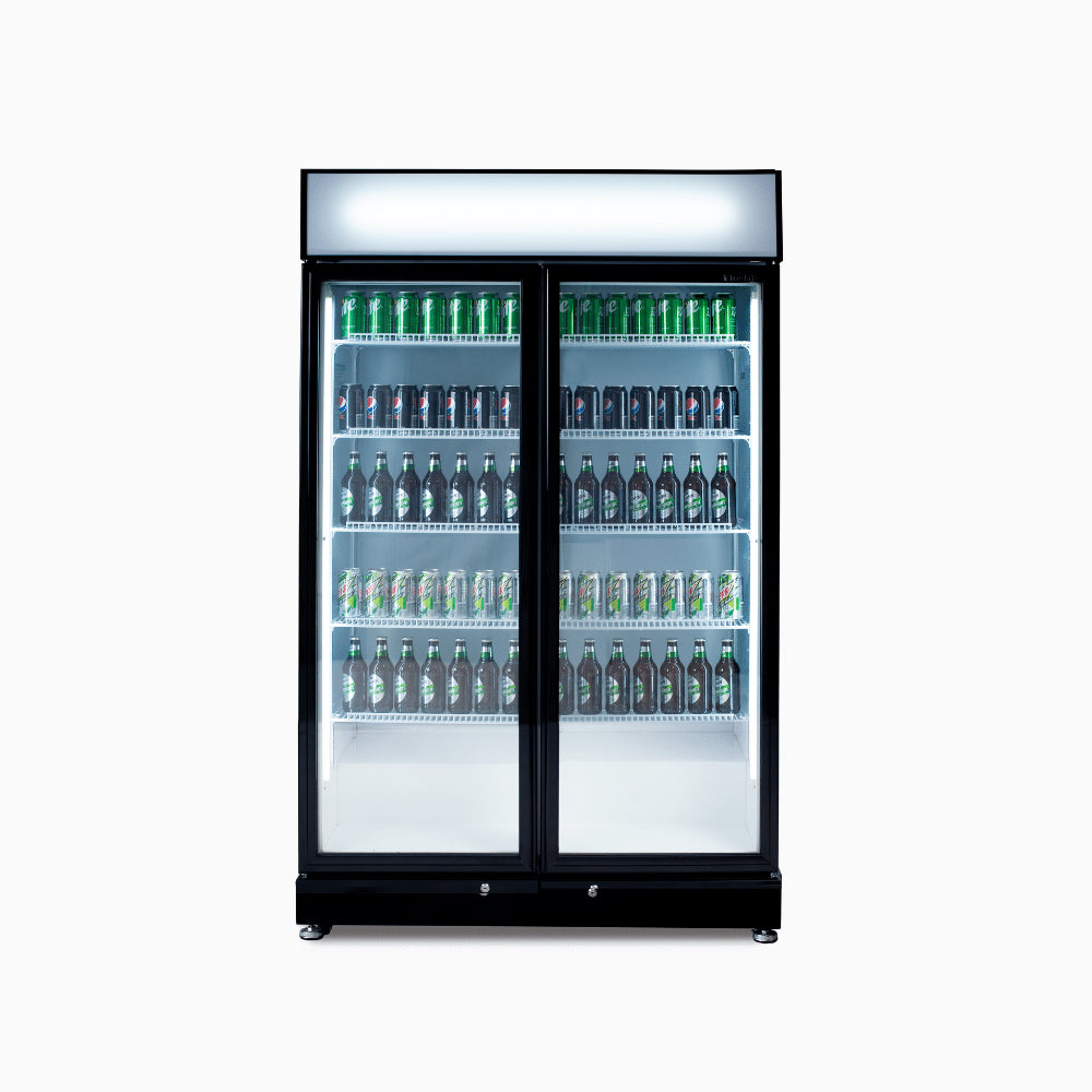 Upright Display Fridge – 885L – 2 Doors – Flat Glass 70 Ways