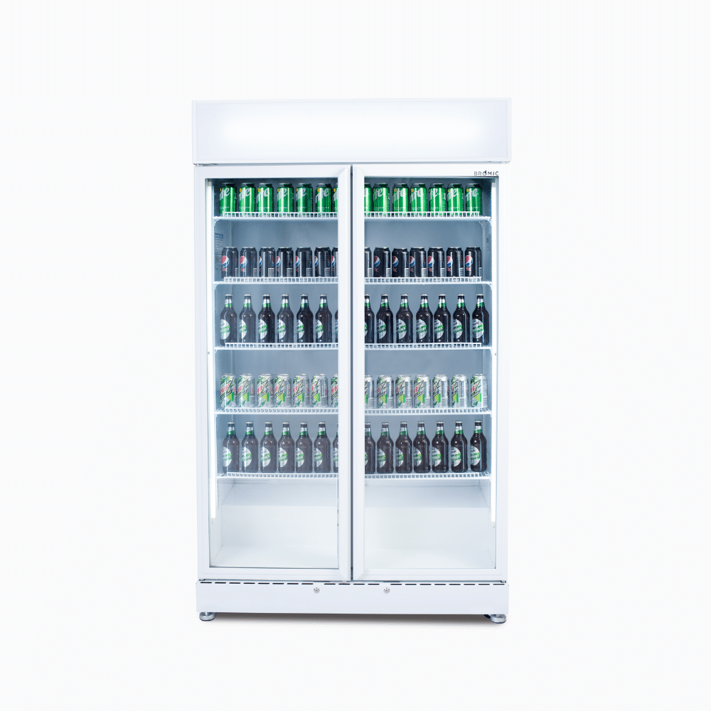 Upright Display Fridge – 885L – 2 Doors – Flat Glass 70 Ways