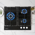 Devanti 59cm 3 Burner Gas Cooktop – Black Glass