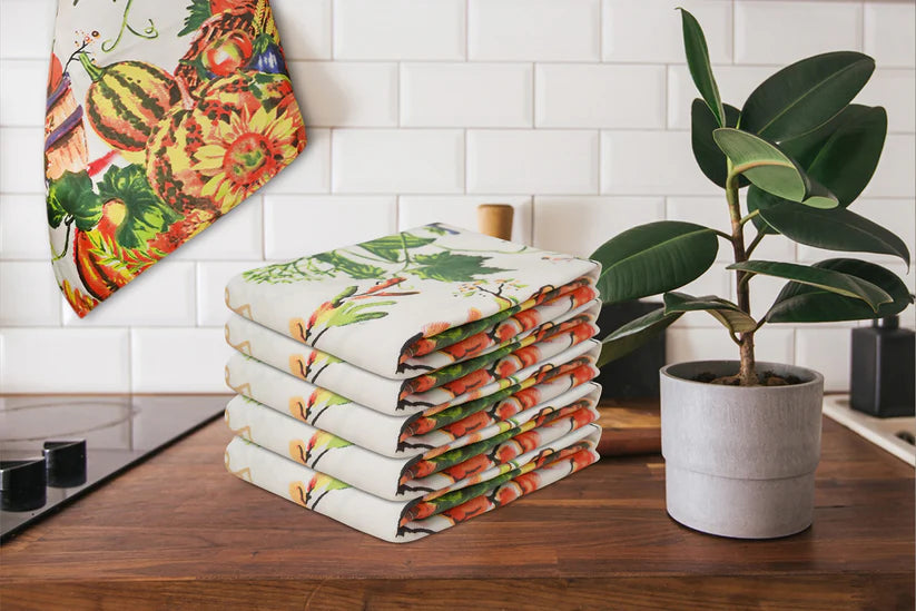 Luxury Fruits Kitchen Tea Towels 50x70cm – 100% Cotton & Linen, Vibrant Printed Dish Cloths 70 Ways