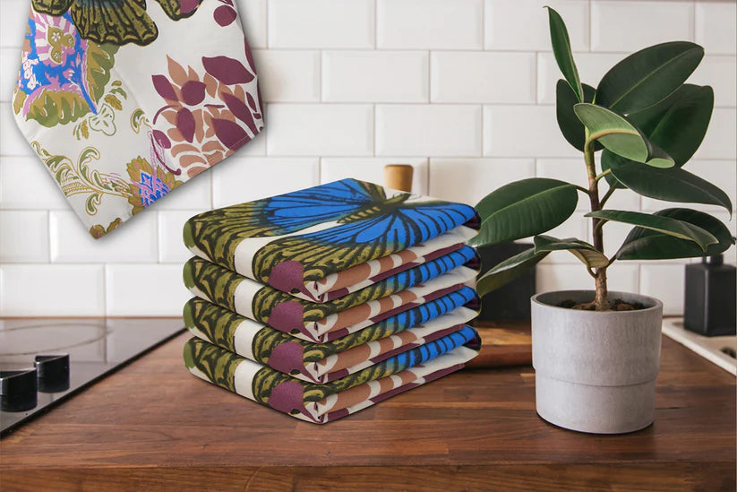 Butterfly Kitchen Towels 50x70cm – 100% Cotton, Stylish Printed Designs, Pre-Shrunk & Machine Washable 70 Ways